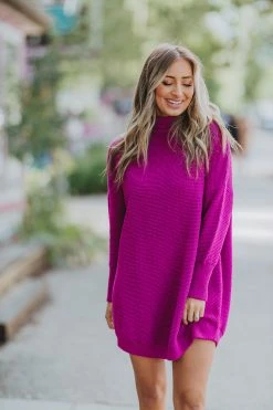 BuddyLove Mara Turtle Neck Short Dress - Mulberry