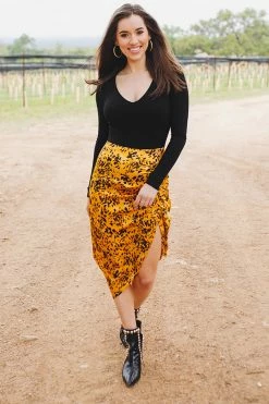 BuddyLove Marie Zip Fron Midi Skirt - Tortoiseshell