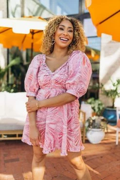 BuddyLove Poppy Puff Sleeve Mini Dress - Moody