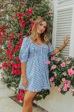 BuddyLove Poppy Puff Sleeve Mini Dress - Nantucket