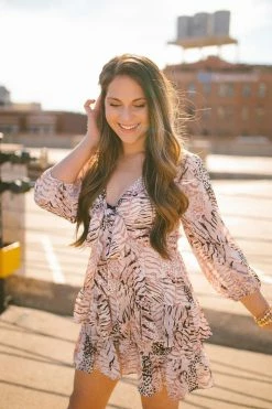 BuddyLove Sadie Tie Front Ruffled Dress - Wildlife