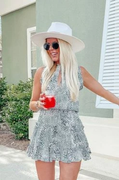 BuddyLove Sage Tie Waist Mini Dress - Stone -US Skirt Sales Store SageStone