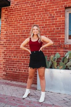 BuddyLove Sharon Distressed Mini Skirt - Black -US Skirt Sales Store SammyBurgundy SharonBlack5