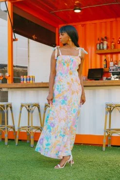 BuddyLove Stephanie Tie Shoulder Maxi Dress - Daffodil