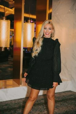 BuddyLove Tally Elastic Waist Mini Dress - Black Quartz