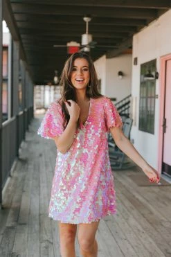BuddyLove Taya Sequin Short Dress - Blush