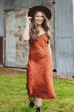 BuddyLove Tracy Midi Slip Dress - Cognac