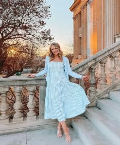 BuddyLove Merrick Tie-Shoulder Maxi Dress - Blue -US Skirt Sales Store amandasokmerrickblue