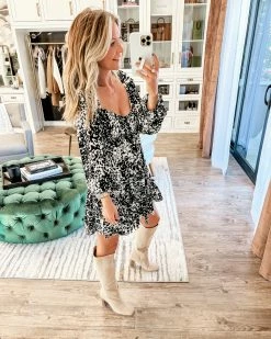 BuddyLove Doris Tiered Mini Dress - Domino -US Skirt Sales Store ashleeknicholsDorisDomino