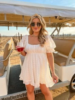 BuddyLove Valentina Puff Sleeve Babydoll Dress - White Eyelet -US Skirt Sales Store audreymadstowevalentinawhiteeyelet