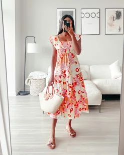 BuddyLove Brynn Ruffle Shoulder Midi Dress - Arboretum -US Skirt Sales Store brenna anastasia 1