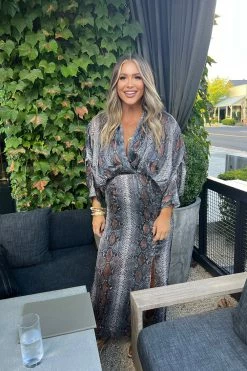 BuddyLove Jude Long Sleeve Maxi Dress - Slinky -US Skirt Sales Store gray 5