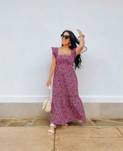 BuddyLove Anastasia Ruffle Shoulder Midi Dress - Thorn -US Skirt Sales Store heyitsrubee