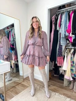 BuddyLove Grace Long Sleeve Short Dress - Forget Me Not -US Skirt Sales Store hollandpaterno