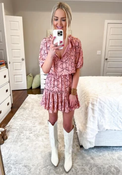 BuddyLove Ray Elastic Waist Mini Dress - Copperhead -US Skirt Sales Store kelsiebynum