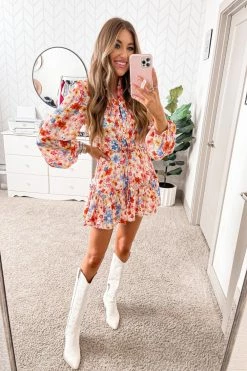 BuddyLove Grace Long Sleeve Short Dress - Wild Flower 17 BuddyLove Grace Long Sleeve Short Dress - Wild Flower -US Skirt Sales Store makennachristinexo 1