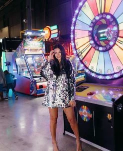 BuddyLove Bertie Sequin Short Dress - Silver Disco -US Skirt Sales Store stellmeastory 1