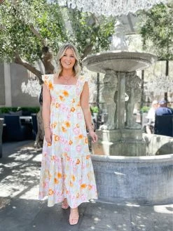 BuddyLove Anastasia Ruffle Shoulder Midi Dress - Creamsicle 19 BuddyLove Anastasia Ruffle Shoulder Midi Dress - Creamsicle -US Skirt Sales Store styled.by .luxe