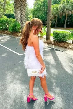 BuddyLove Celeste Feather Mini Dress - White -US Skirt Sales Store sydneypayne